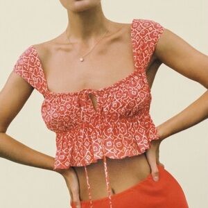 Ciao Lucia Red Geometric Tank Top